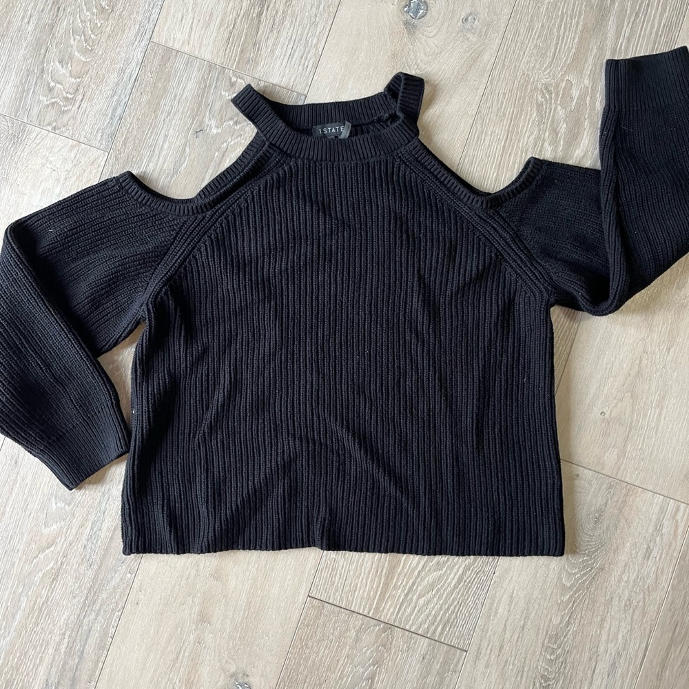 1. State Off-the-Shoulder Black Sweater
